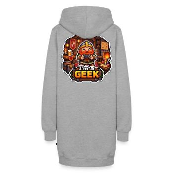 ICH BIN EIN NERD – Tavernenzwerg - Hoodie-Kleid - Grau meliert - Hinten - AI Model Female 172 light (172cm)