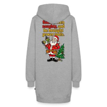 Santa's Naughty DIY Elektrowerkzeuge - Hoodie-Kleid - Grau meliert - Hinten - AI Model Female 172 light (172cm)