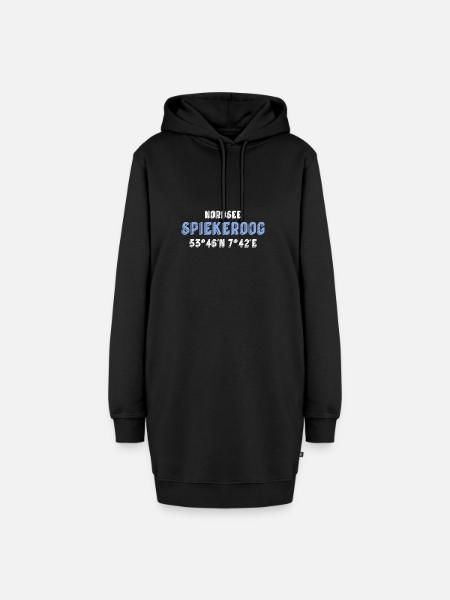 Spiekeroog Koordinaten Souvenir - Hoodie-Kleid - Schwarz