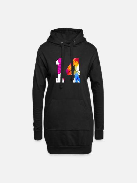 NUMMER 14 JAHRE ALT 14. GEBURTSTAG - Hoodie-Kleid - Schwarz