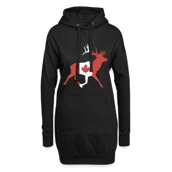 Hirsch mit kanadischer Flagge - Hoodie-Kleid - Schwarz - Vorne