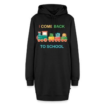 Ich komme zurück zur Schule, Kinderschule, Zug - Hoodie-Kleid - Schwarz - Vorne