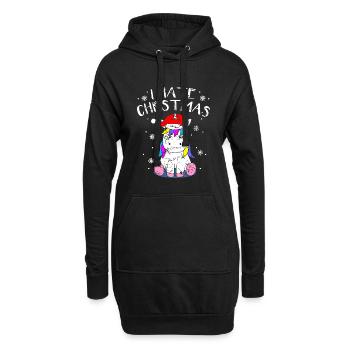 Anti-Christmas Anti-Weihnachten Einhorn Xmas Anti - Hoodie-Kleid - Schwarz - Vorne