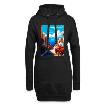 Crète Grèce Affiche de voyage vintage WPA Souvenir - Sweat-shirt à capuche long Femme - noir - Devant