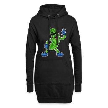 Gurke singt lustige Illustration Gemüse Geschenk - Hoodie-Kleid - Schwarz - Vorne