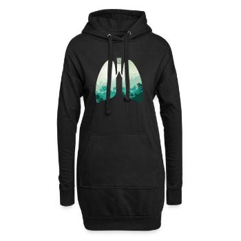 Nature verte forêt paysage poumon - Sweat-shirt à capuche long Femme - noir - Devant