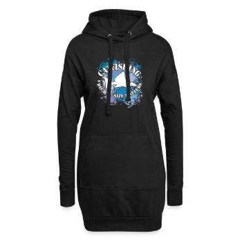 Silhouette de poisson-chat Wels Waller et taches de couleur - Sweat-shirt à capuche long Femme - noir - Devant