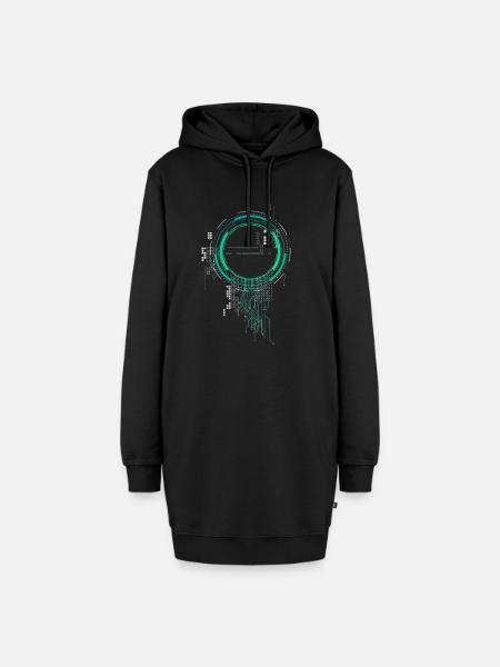 cpu pc platine raumschiff code nerd pc pixel coder - Hoodie-Kleid - Schwarz