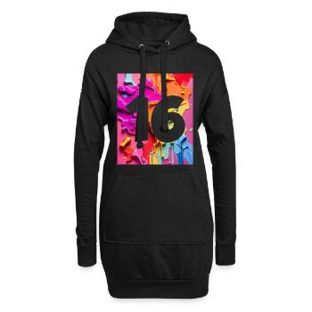 NR. 16 NUMMER 16 BUNT 16. GEBURTSTAG - Hoodie-Kleid - Schwarz - Vorne