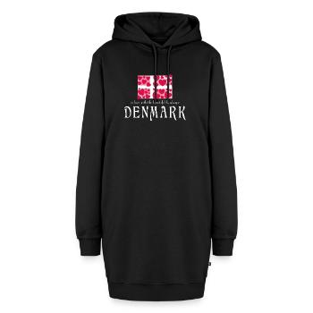 Denmark Dänemark Danmark - Hoodie-Kleid - Schwarz - Vorne - AI Model Female 172 light (172cm)