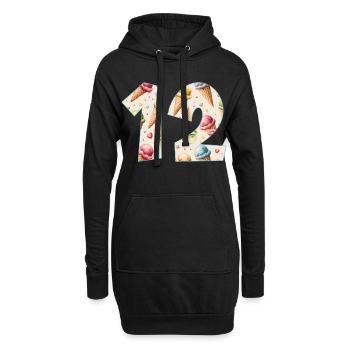 GLACE NUMÉRO 12 ANS CRÈME GLACÉE 12E ANNIVERSAIRE - Sweat-shirt à capuche long Femme - noir - Devant