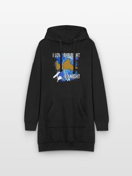 Waller catfish silhouette fishing rod and splashes of colour - Hoodie Dress - black - Front