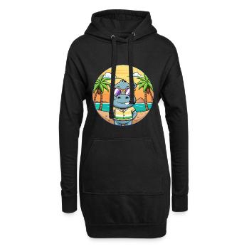 Hippo Lustige Cartoon Sommer Strand Sonnenbrille - Hoodie-Kleid - Schwarz - Vorne