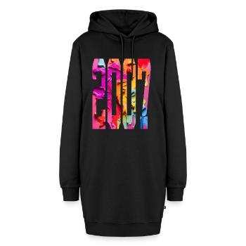 BUNT 19. GEBURTSTAG 2007 - Hoodie-Kleid - Schwarz - Vorne - AI Model Female 172 light (172cm)