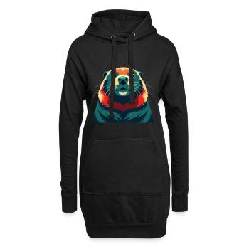 Castor Dessin Animé Personnage Animal Coloré Animal De Compagnie - Sweat-shirt à capuche long Femme - noir - Devant