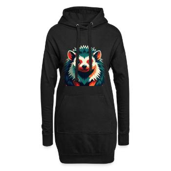 Hérisson Personnage De Dessin Animé Animal De Compagnie Coloré - Sweat-shirt à capuche long Femme - noir - Devant