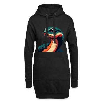 Schlange Cartoon Figur Buntes Haustier Tier - Hoodie-Kleid - Schwarz - Vorne