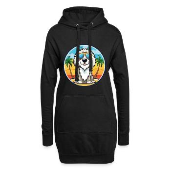 Picardie Schäferhund Rasse Cartoon Sonnenbrille Strand - Hoodie-Kleid - Schwarz - Vorne