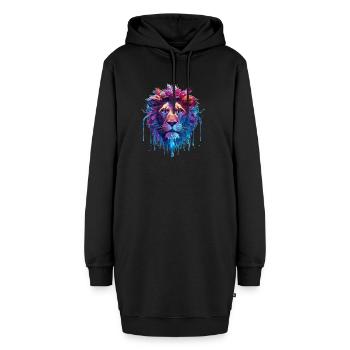 Spiritueller Löwenzauber - Hoodie-Kleid - Schwarz - Vorne - AI Model Female 172 light (172cm)