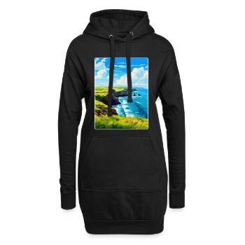 Péninsule de lézard, Cornouailles, Angleterre, Royaume-Uni, Affiche de voyage - Sweat-shirt à capuche long Femme - noir - Devant