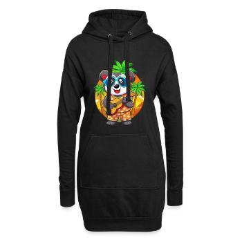 Lustige Panda Cartoon Sommer Strand Sonnenbrille Gitarre - Hoodie-Kleid - Schwarz - Vorne