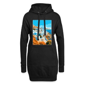 Ios Grèce Affiche de voyage vintage souvenir souvenir - Sweat-shirt à capuche long Femme - noir - Devant