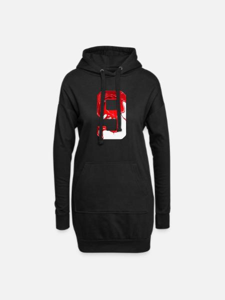 NR. 9 NUMMER 9 ROT WEIß 9. GEBURTSTAG - Hoodie-Kleid - Schwarz