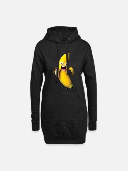 Ausdrucksvolle Banana-Figur mit Miene - Hoodie-Kleid - Schwarz