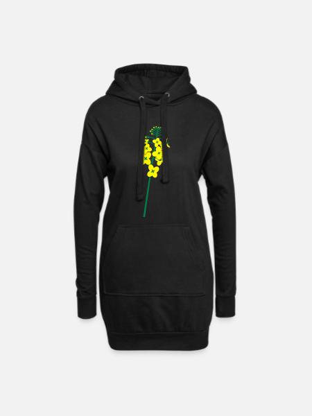 Raps Blühte - Hoodie-Kleid - Schwarz
