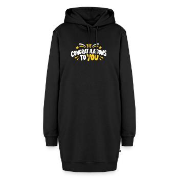Herzlichen Glückwunsch an dich - Hoodie-Kleid - Schwarz - Vorne - AI Model Female 172 light (172cm)