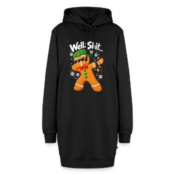 Well Shit Dabbing Gingerbread Man Funny Christmas - Hoodie-Kleid - Schwarz - Vorne - AI Model Female 172 light (172cm)