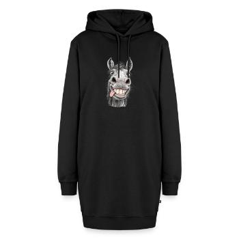 Lustiges Pferd mit einem breiten Lächeln - Hoodie-Kleid - Schwarz - Vorne - AI Model Female 172 light (172cm)