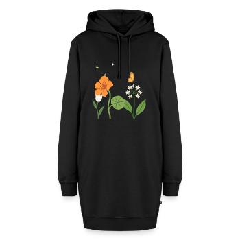 Tulpe Blumen Bärlauch Kapuzinerkresse botanisch - Hoodie-Kleid - Schwarz - Vorne - AI Model Female 172 light (172cm)