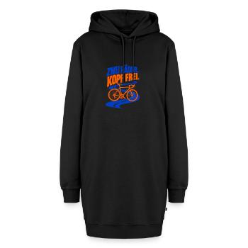 Zwei Räder. Kopf frei. – Fahrrad - Hoodie-Kleid - Schwarz - Vorne - AI Model Female 172 light (172cm)