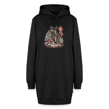 Veles – Slawische Weihnachtsvolkskunst - Hoodie-Kleid - Schwarz - Vorne - AI Model Female 172 light (172cm)