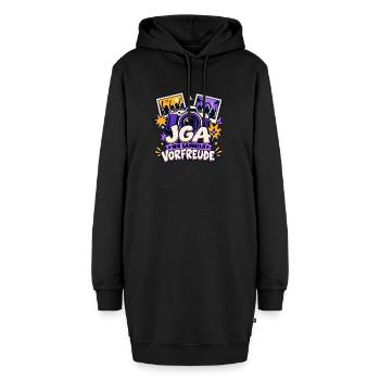 JGA – Wir sammeln Vorfreude - Hoodie-Kleid - Schwarz - Vorne - AI Model Female 172 light (172cm)