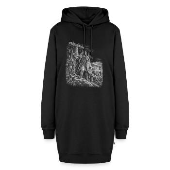 Widukind – Sachsenführer - Hoodie-Kleid - Schwarz - Vorne - AI Model Female 172 light (172cm)