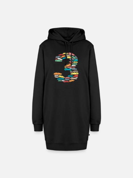 3.Geburtstag Kindergeburtstag 3 Jahre Alt Autos - Hoodie-Kleid - Schwarz