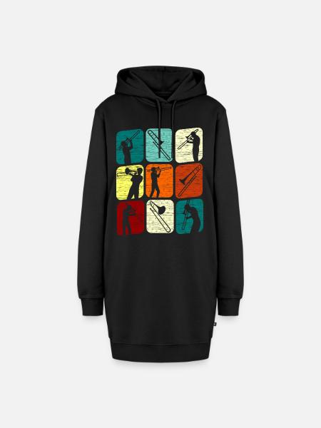 Posaunespieler Posaunist Posaune Retro - Hoodie-Kleid - Schwarz