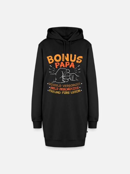 Bonus Papa Spruch - Hoodie-Kleid - Schwarz