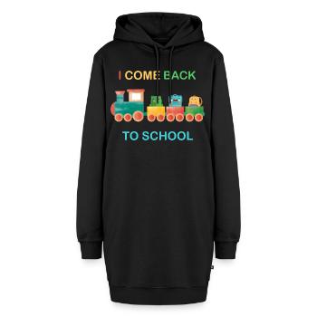Ich komme zurück zur Schule, Kinderschule, Zug - Hoodie-Kleid - Schwarz - Vorne - AI Model Female 172 light (172cm)