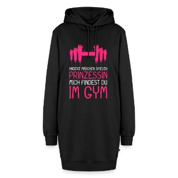 Prinzessin Gym Spruch - Prinzessin im Gym - Hoodie-Kleid - Schwarz - Vorne - AI Model Female 172 light (172cm)