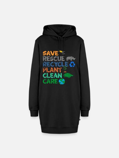 Umweltschützer Grüne Umweltschutz Spruch Öko - Hoodie-Kleid - Schwarz