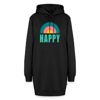 HAPPY. HAPPINESS. FREEDOM. - POSITIV. POSITIV - Hoodie-Kleid - Schwarz - Vorne - AI Model Female 172 light (172cm)