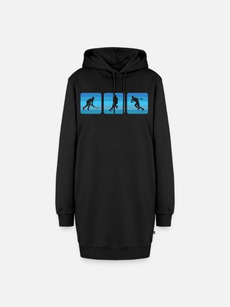 Floorball Unihockey Silhouetten Floorball Spieler - Hoodie-Kleid - Schwarz