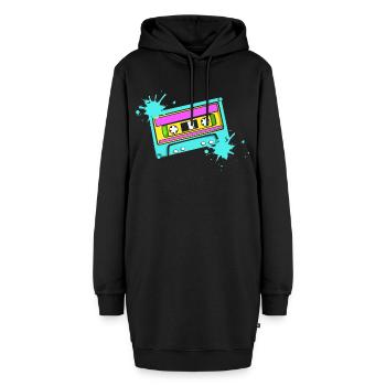 Kassette - Hoodie-Kleid - Schwarz - Vorne - AI Model Female 172 light (172cm)