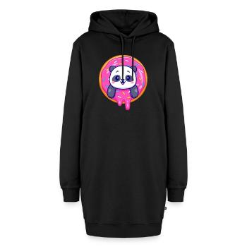 Süßes Pandababy und ein süßer Dounat - Hoodie-Kleid - Schwarz - Vorne - AI Model Female 172 light (172cm)