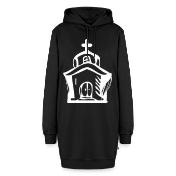 Kirche - Hoodie-Kleid - Schwarz - Vorne - AI Model Female 172 light (172cm)