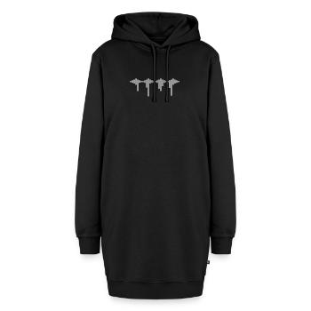 Linien Abstraktes Design Linie - Hoodie-Kleid - Schwarz - Vorne - AI Model Female 172 light (172cm)