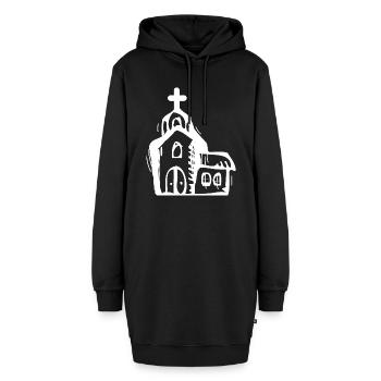 Kirche - Hoodie-Kleid - Schwarz - Vorne - AI Model Female 172 light (172cm)